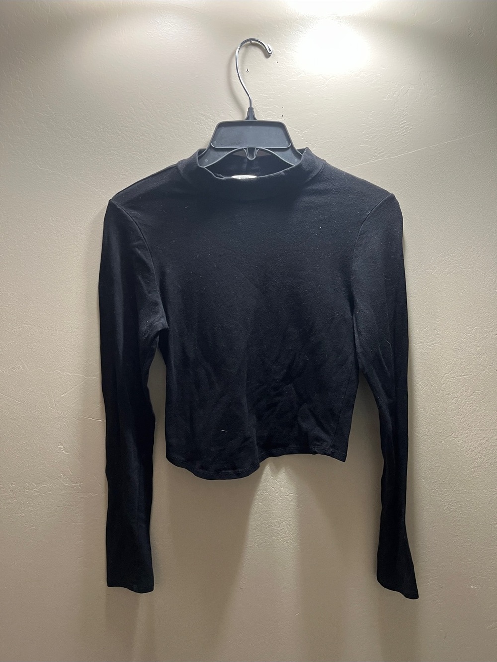 Bozzolo Black Long-Sleeve Mock Neck Top
